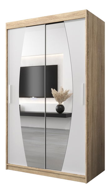 Dulap de haine 120 cm Eclipse (Stejar sonoma + Alb mat)