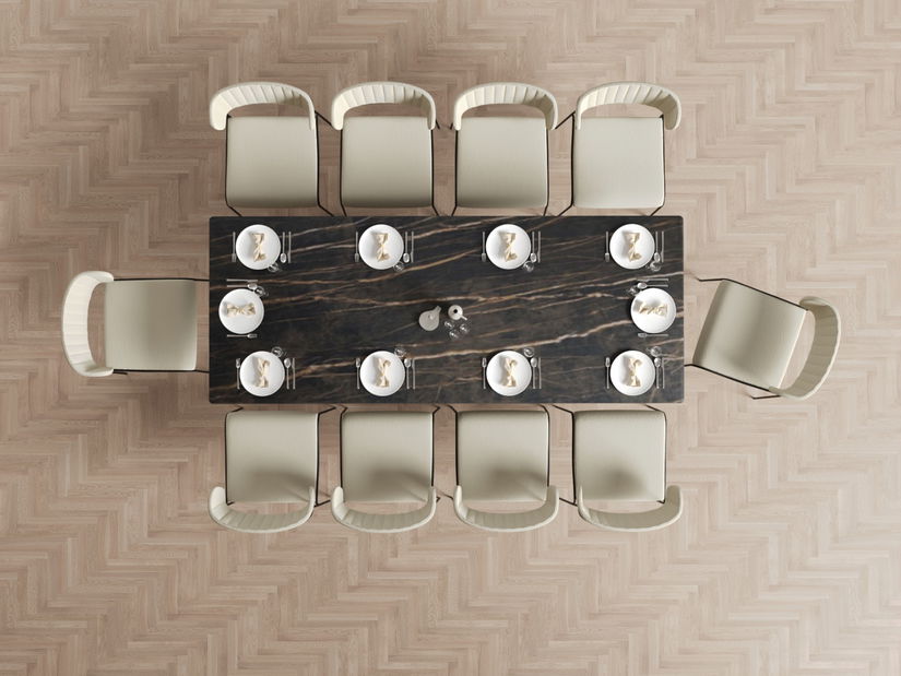 Masă de sufragerie Venda (marmură neagră + negru)