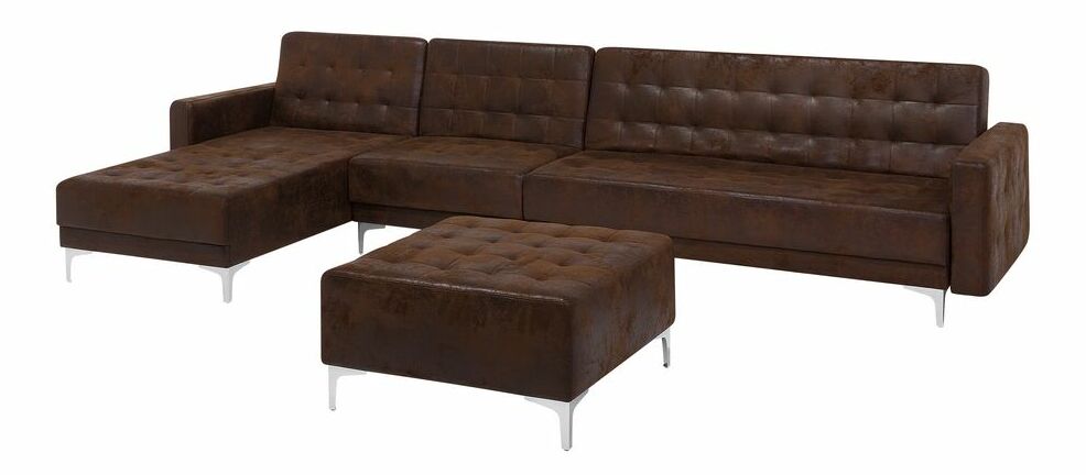 Rohová sedačka Aberlady 3 (hnedá) (s taburetkou) (L)