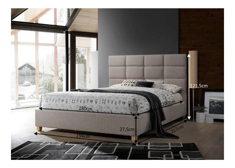 Manželská posteľ 180 cm Pangasi (s roštom)