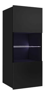 Zidna vitrina BR05 Benji (crna + crni sjaj)