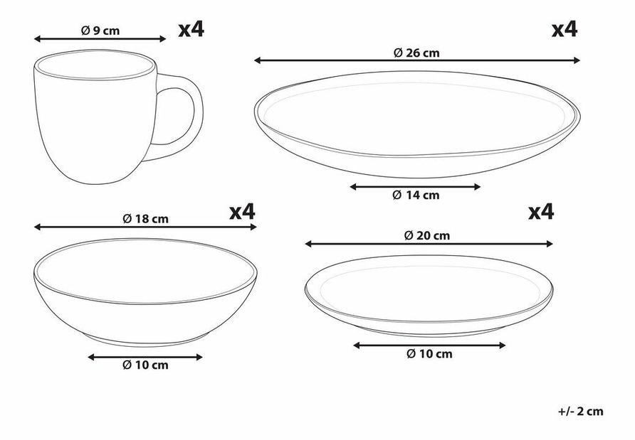 Set de vase 16 buc Cortland (gri)