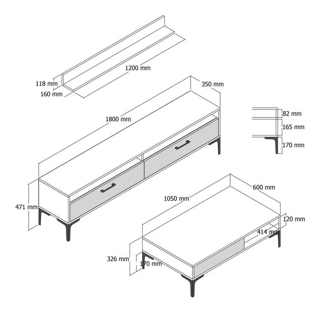 Set mobilier living Irma (nuc + alb)