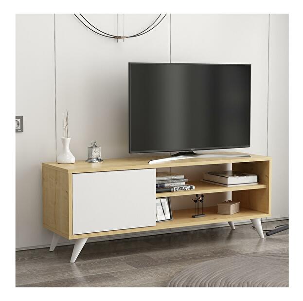 TV asztal/szekrény Dotave (tölgy + fehér) 