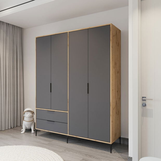 Šatníková skriňa Roya 2 (dub + antracit)