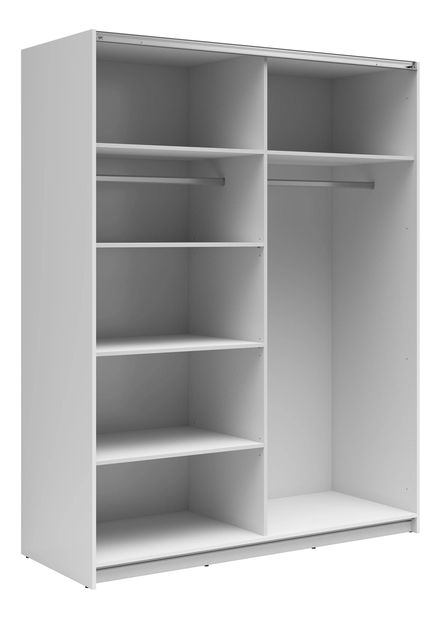 Ormar za garderobu s kliznim vratima Tetrix 33 (bijeli sjaj) (s ogledalom)