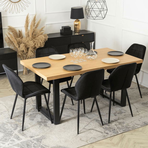 Jedálenský set Ecunumici 2 (dub zlatý + čierna) (pre 6 osôb)