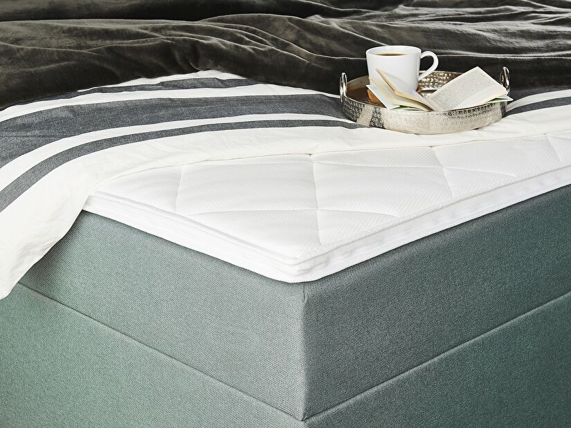 Manželská posteľ Boxspring 160 cm SENNOR (s matracmi a úl. priestorom) (svetlozelená)