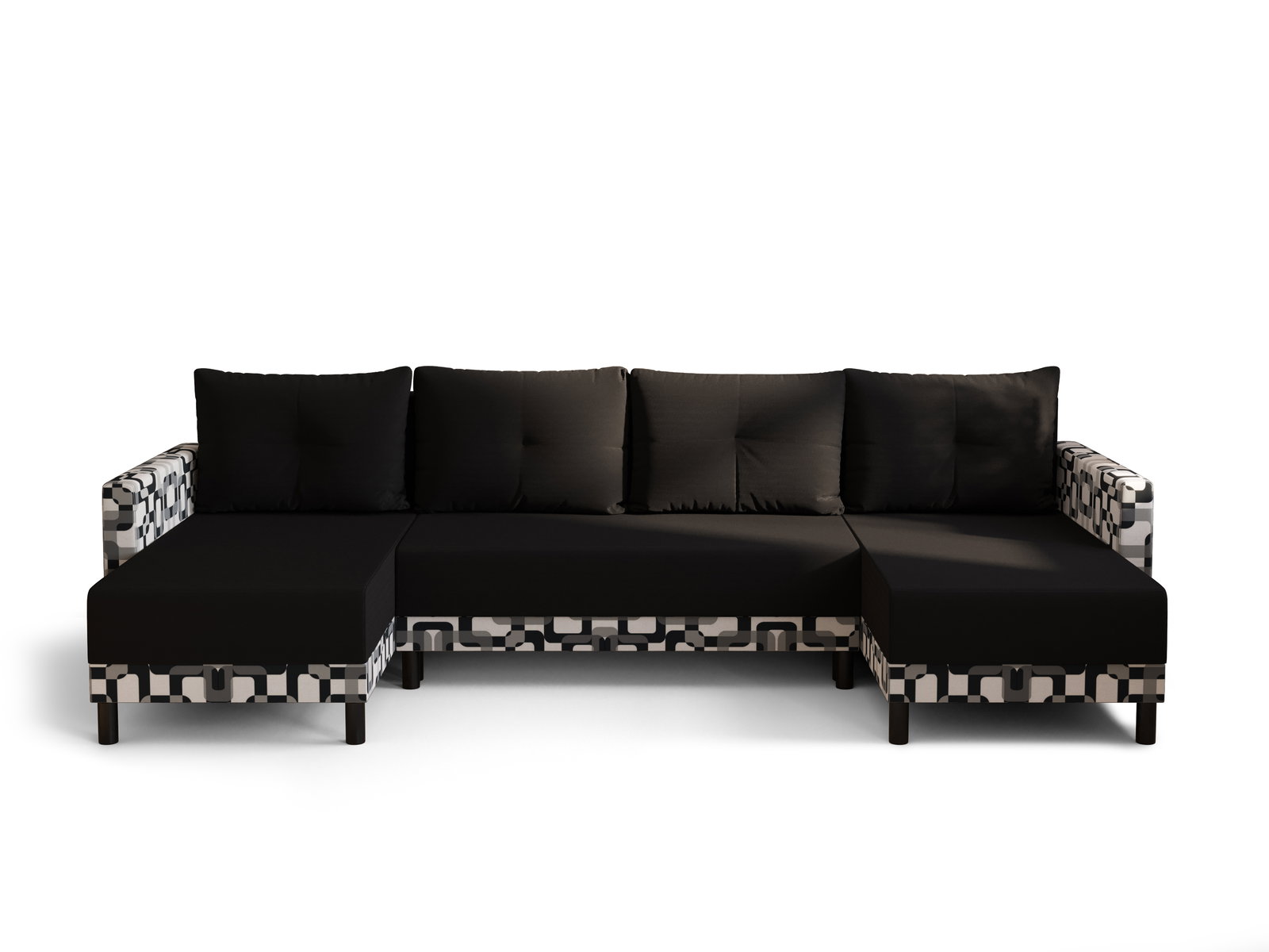 Rohová sedacia súprava U Glimmer U (čierna + viacfarebné)