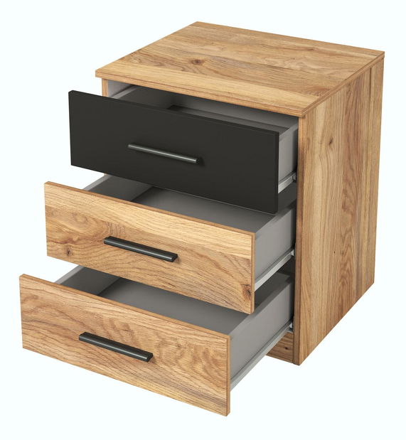 Noptieră Benson MW22 (stejar mauvella + negru)