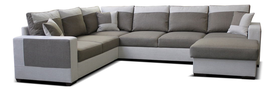 Rohová sedačka U Mega 2+A+2F+L (hnedá + béžová) (P)