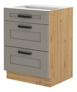Dolná kuchynská skrinka Lucid 60 D 3S BB (dub artisan + claygrey)