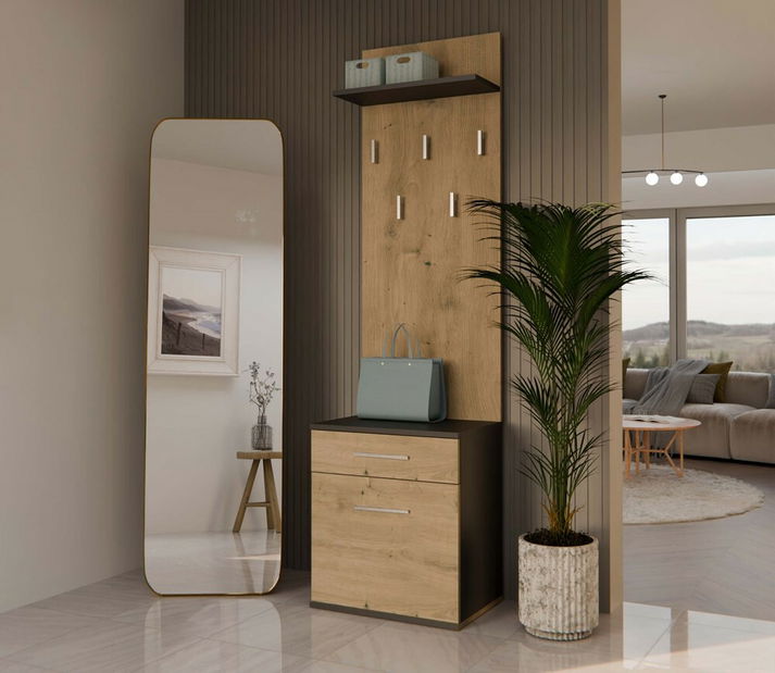 Set mobilier hol Dialogos 2 (antracit + stejar artisan)