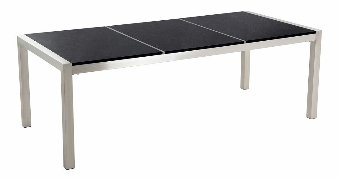 Kerti étkező szett Grosso (fekete) (rattan szék) (8 személy részére) (kő)