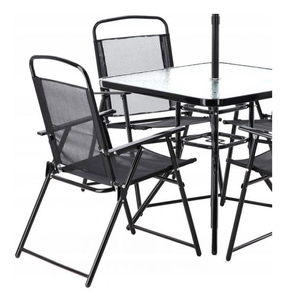 Záhradná zostava so slnečníkom Tenn (čierna)