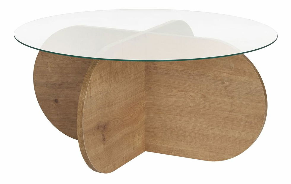 Konferenčný stolík Aorte (dub zafírový + sklo)