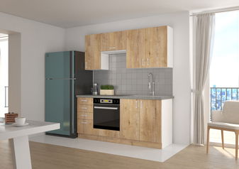 Kuhinja Sylrona 180 cm (hrast lefkas + bijela)