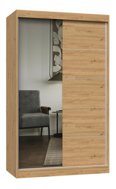Tolólajtós ruhásszekrény Igatossa 120 E (artisan tölgy) (tükörrel)