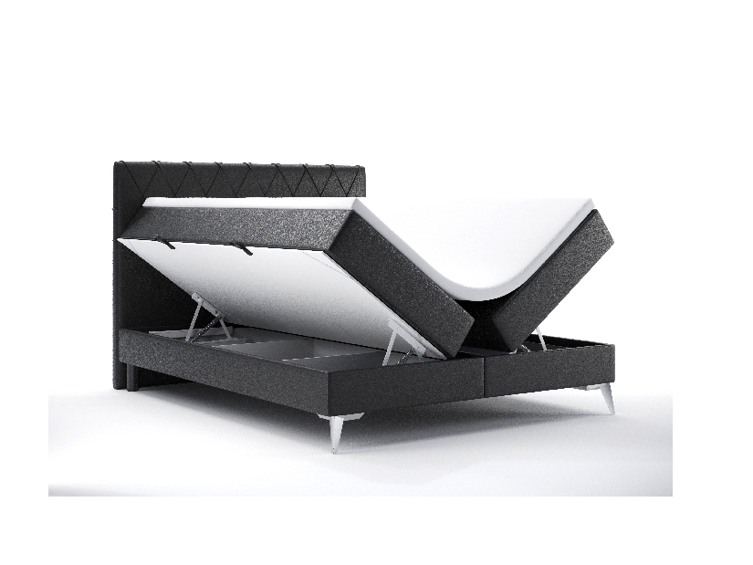 Manželská posteľ Boxspring 180 cm Miror (čierna ekokoža) (s úložným priestorom)
