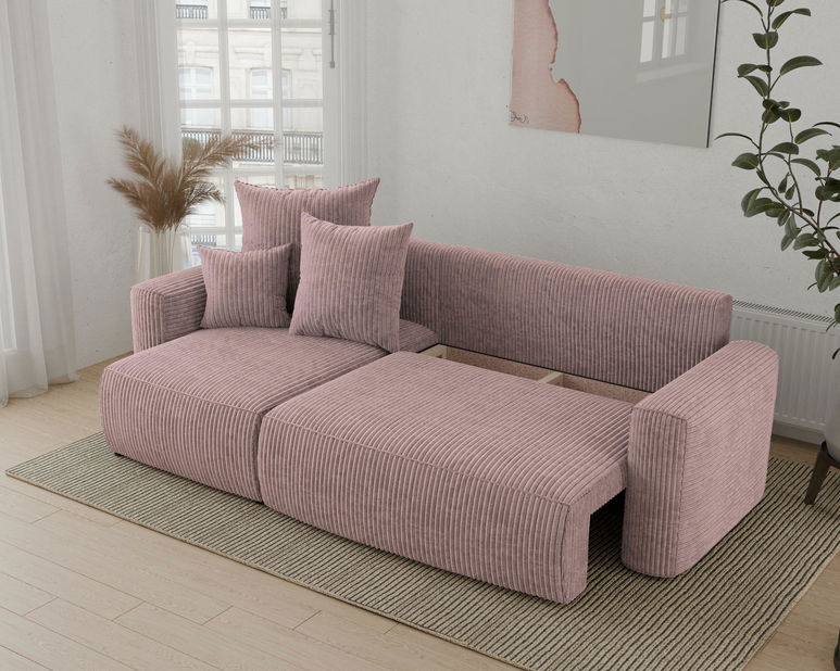 Rohová sedačka Denia (L) (púdrovo ružová)