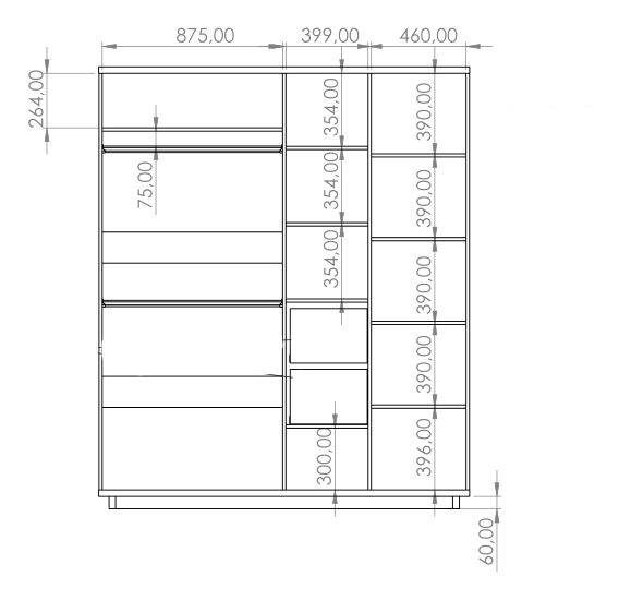 Ruhásszekrény Indi SZ4D (artisan tölgy + matt fekete + artisan tölgy)