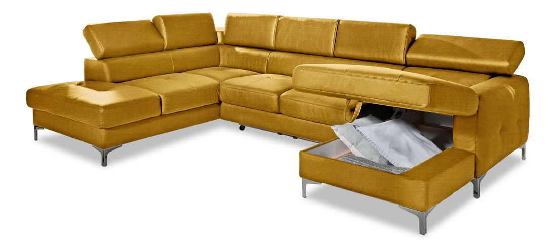 Rohová sedačka v tvare U BRW Sammy (horčicová) (P)