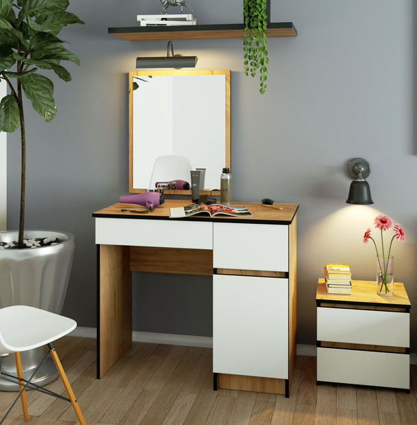 Toaletni stolić Pritha (hrast craft + bijela)