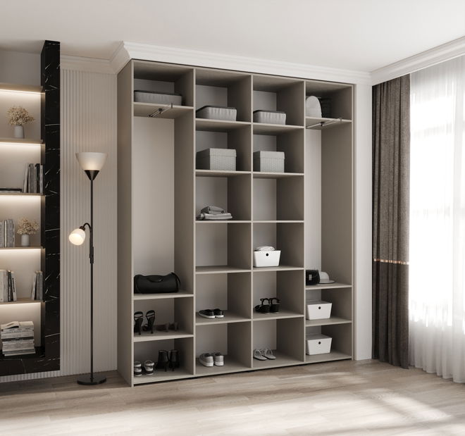 Dulap de haine 200 cm Carmela 40-4 (Cașmir + Negru)