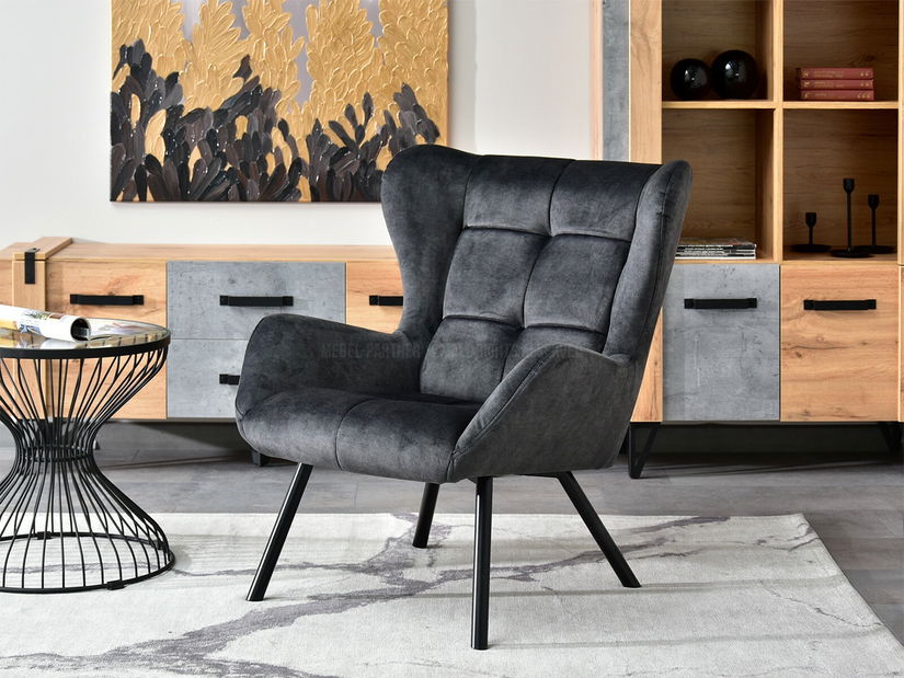 Relaxačné kreslo Norweien (grafitová + čierna)