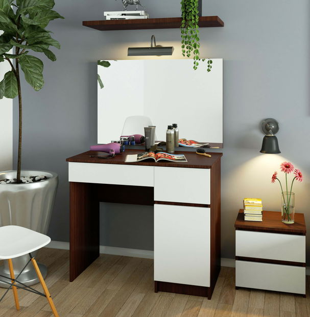 Masă de toaletă Parijat (wenge + Alb) (cu oglindă) (D)
