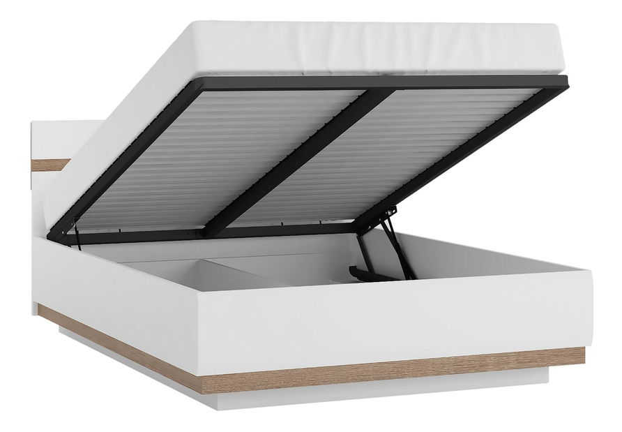 Krevet s prostorom za odlaganje Lonet (bijela + hrast sonoma tamni tartuf) 