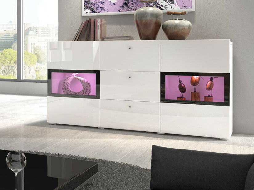 Vitrină Barly Typ 26 (alb + alb lucios)