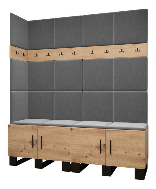 Előszobabútor Amanda 12 (artisan tölgy + sötétszürke)