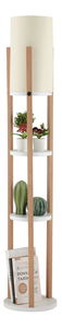 Podna svjetiljka s policama Narakotta 2 (bijela + prirodna)