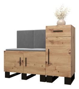 Predsieňová zostava Amanda 18 (dub artisan + tmavosivá)