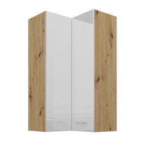 Horná rohová kuchynská skrinka Arryn 60x60 GN-108 2F (90°) (korpus: dub artisan / front: lesk biely)