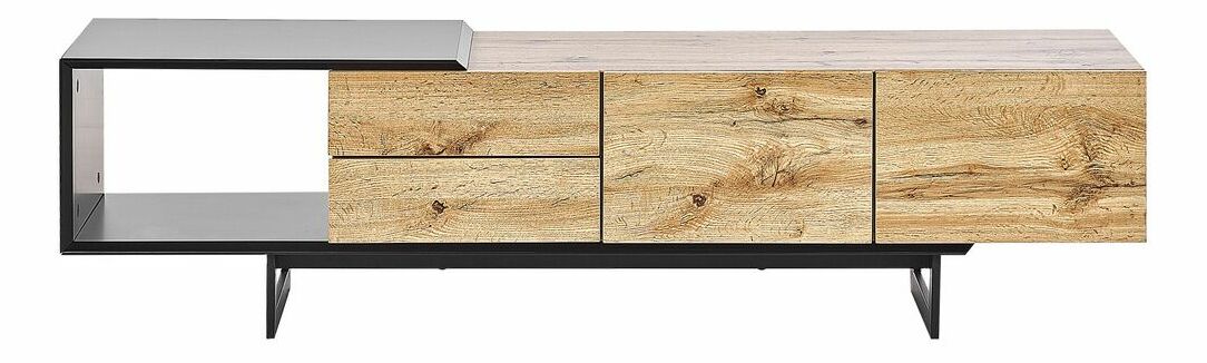 TV asztal/szekrény FIRRO (világos fa + fekete)