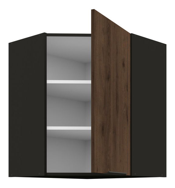 Horná rohová kuchynská skrinka Manana 60x60 GN 72 1F 45 (korpus: čierna matná + front: orech okapi)