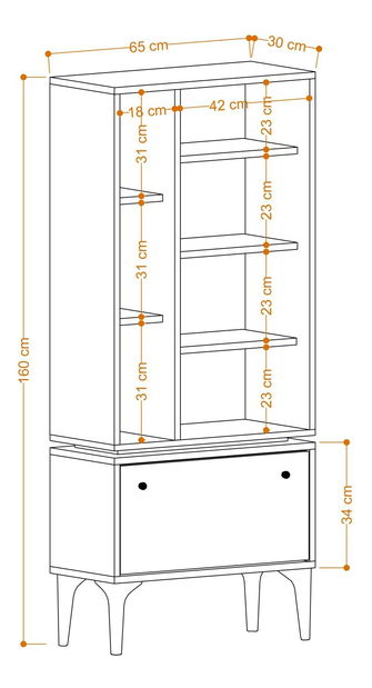 Regál Aliex 3 (tölgy + fekete)
