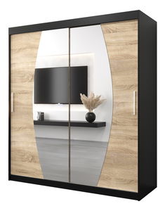 Dulap de haine 180 cm Eclipse (Negru mat + Stejar sonoma)