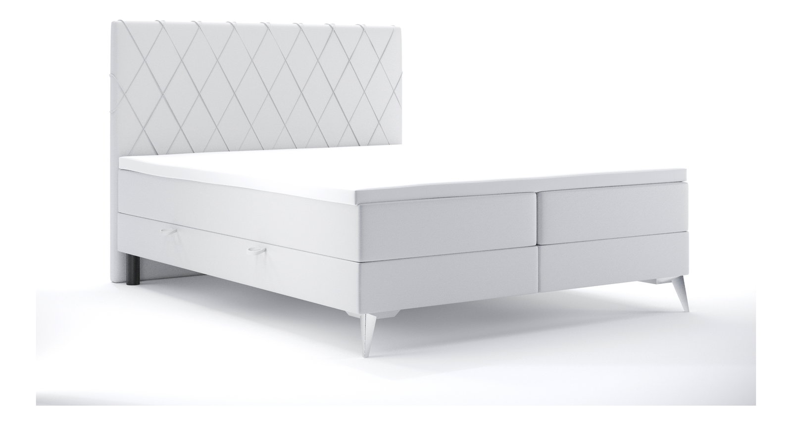 Manželská posteľ Boxspring 180 cm Miror (biela ekokoža) (s úložným priestorom)
