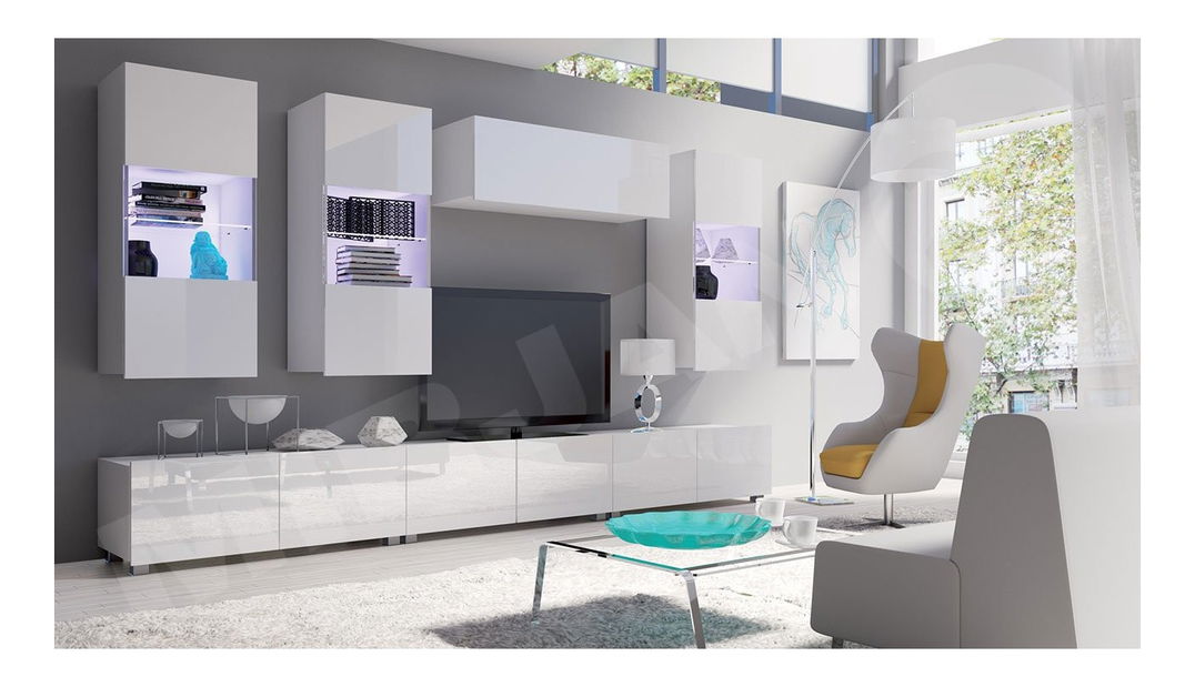 Mobilier living Badiani XI (alb + alb lucios)