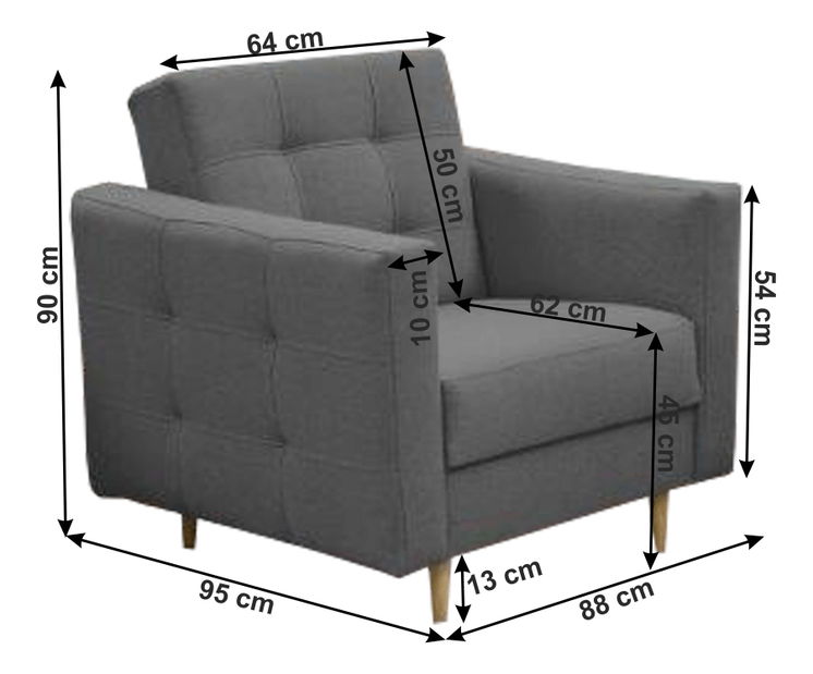 Set canapea fotoliu Armendia (gri închis)