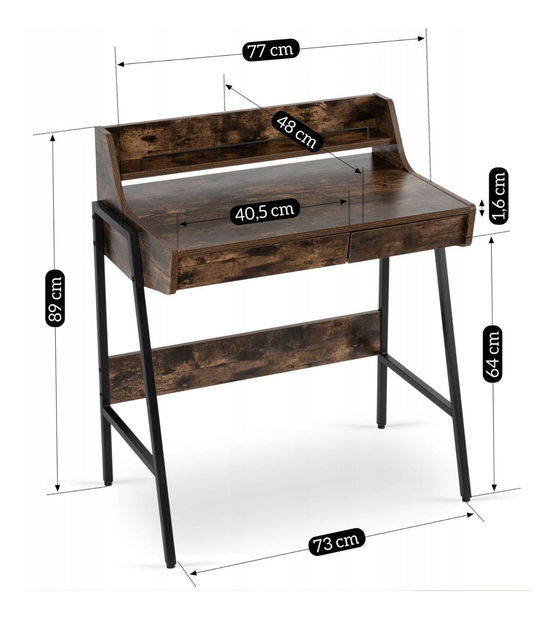 Masă de scris Propulsor (stejar rustic + negru) 