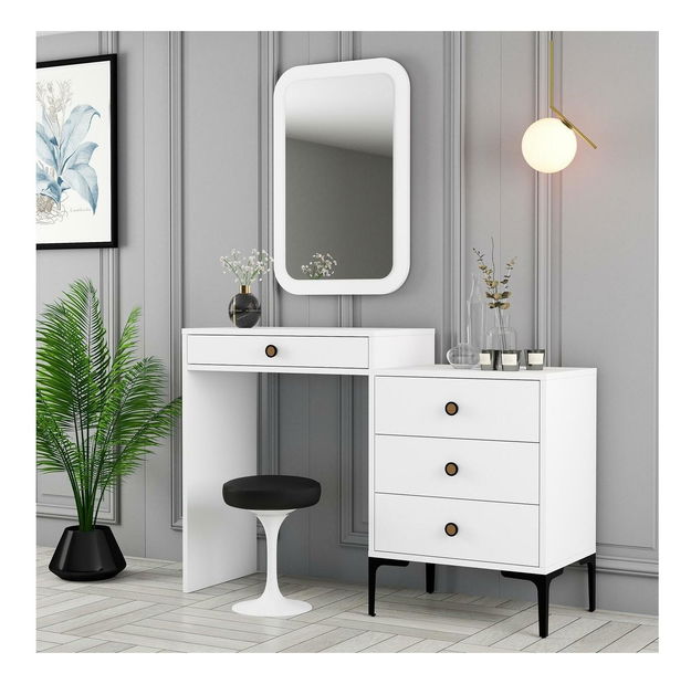 Fésülködőasztal Logan 2 (fehér + fehér) (tükörrel)