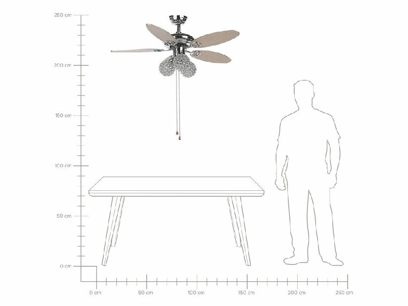 Stropný ventilátor so svetlom Huw (strieborná)