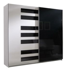 Šatníková skriňa s posuvnými dverami Twistral 5 (biela + lesk čierny)