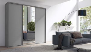 Dulap de haine cu uși glisante Gantera 3 B (Gri) (cu oglindă)