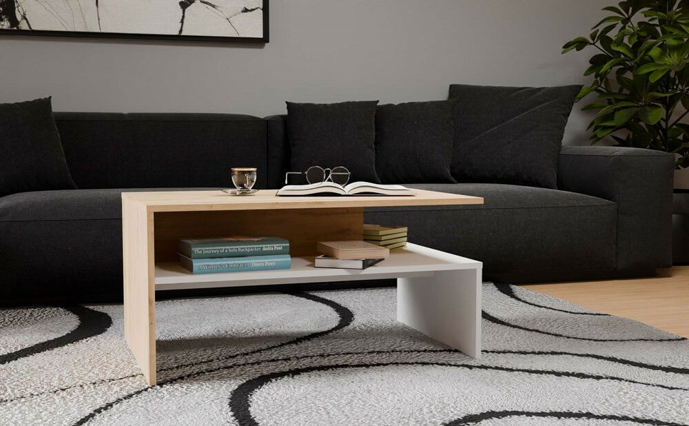 Măsuță de cafea Bolivar 1 (stejar artisan + alb)