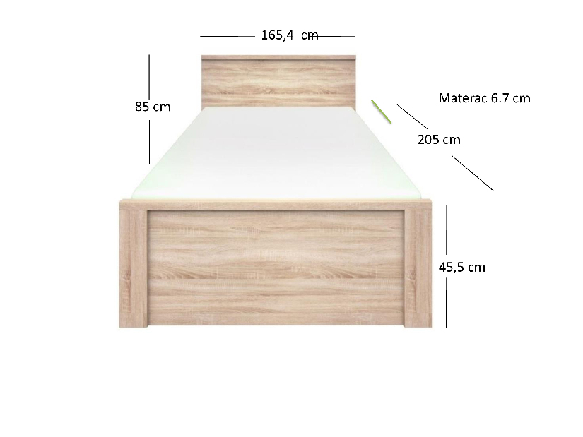 Franciaágy 160 cm Noella (szonoma tölgy) (matrac és ágyrács nélkül)